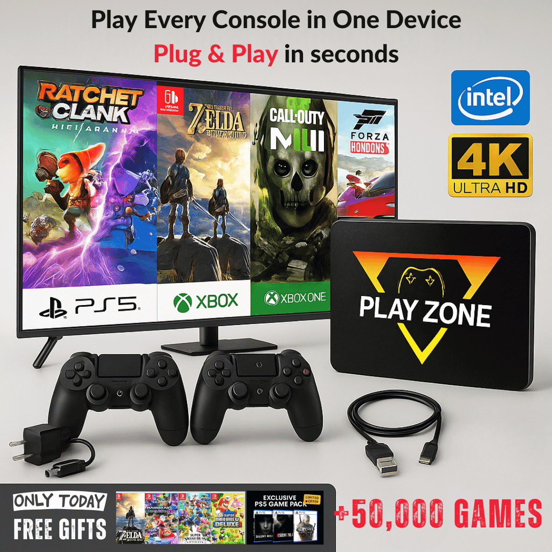 Playzone™ Retro Gaming Console +20,000 Pre-Loaded Games | Plug & Play