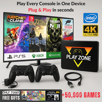 Playzone™ Retro Gaming Console +20,000 Pre-Loaded Games | Plug & Play